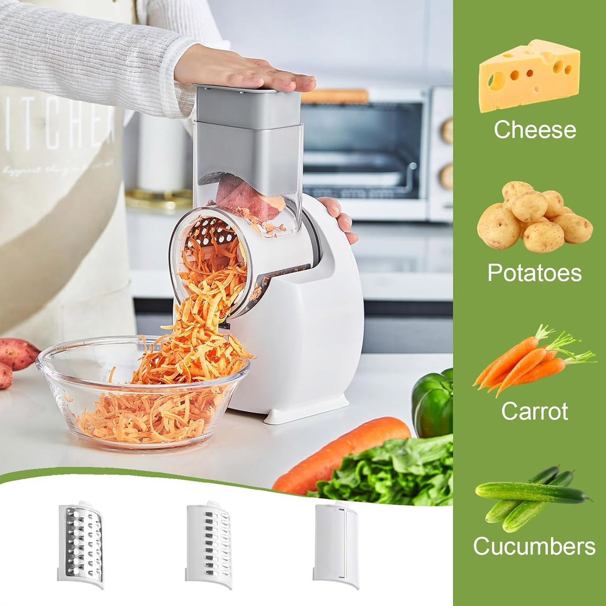 مبشرة كهربائية متعددة الاستخدامات للجبن والخضار